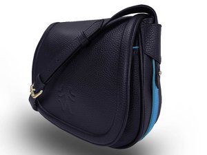 Leder Besace Handtasche - Seeblick - Marine - Himmelblaue Grenze