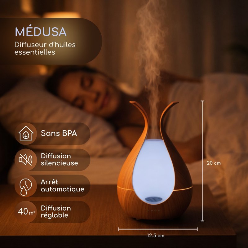 Medusa ätherisches Öldiffusor - Ultraschalldiffusor für Aromatherapie- und Raumduftstoffe - modernes und kompaktes Design - Geschenkidee