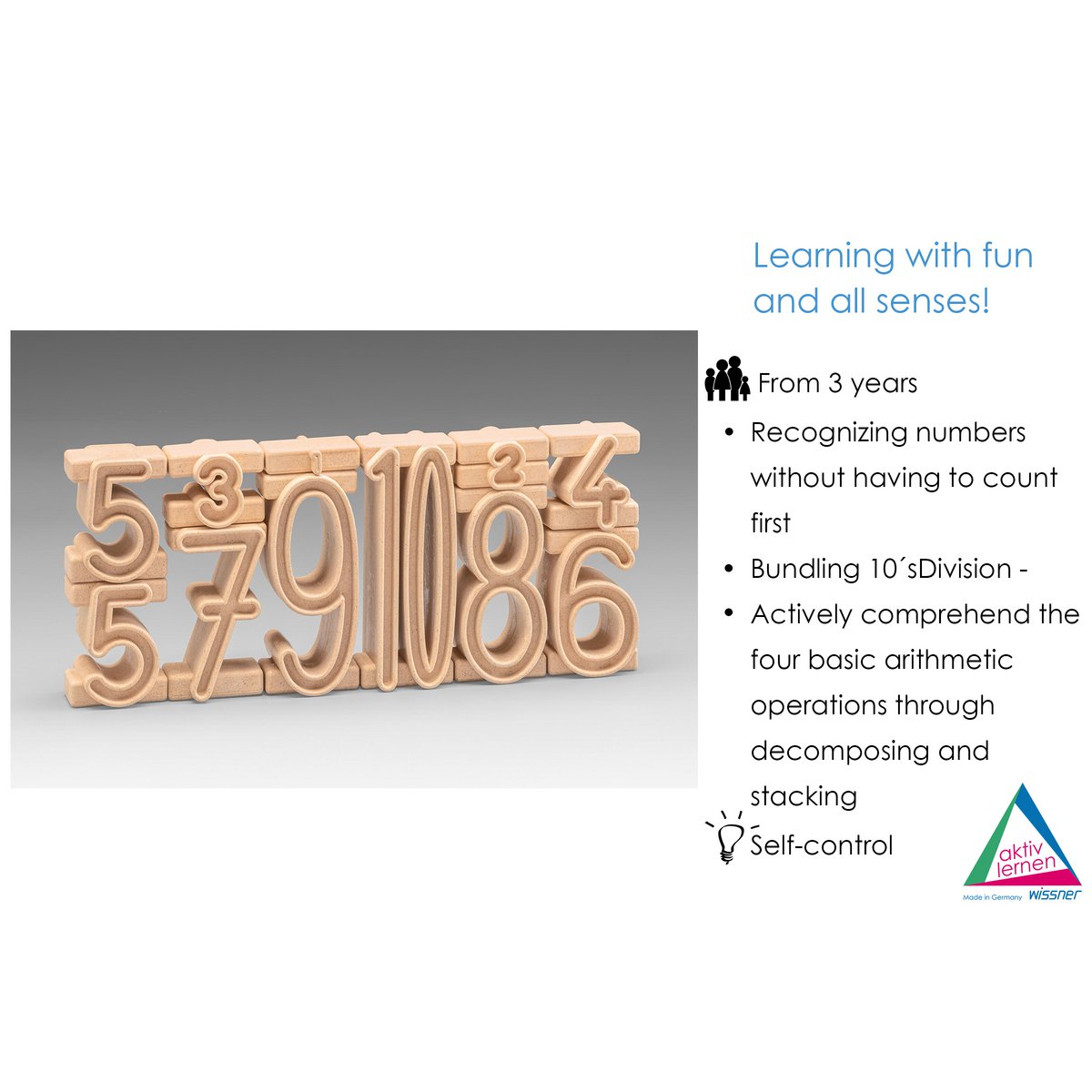 Stack Numbers Starter Set (11 sztuk) | Klocki RE-Wood® to edukacyjna zabawka edukacyjna