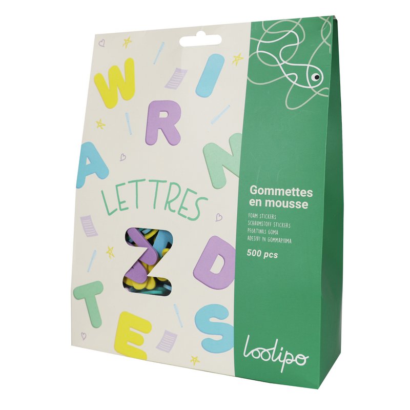 Foam stretches - Letters - Ø 3 cm - 520 pcs - Assorted color