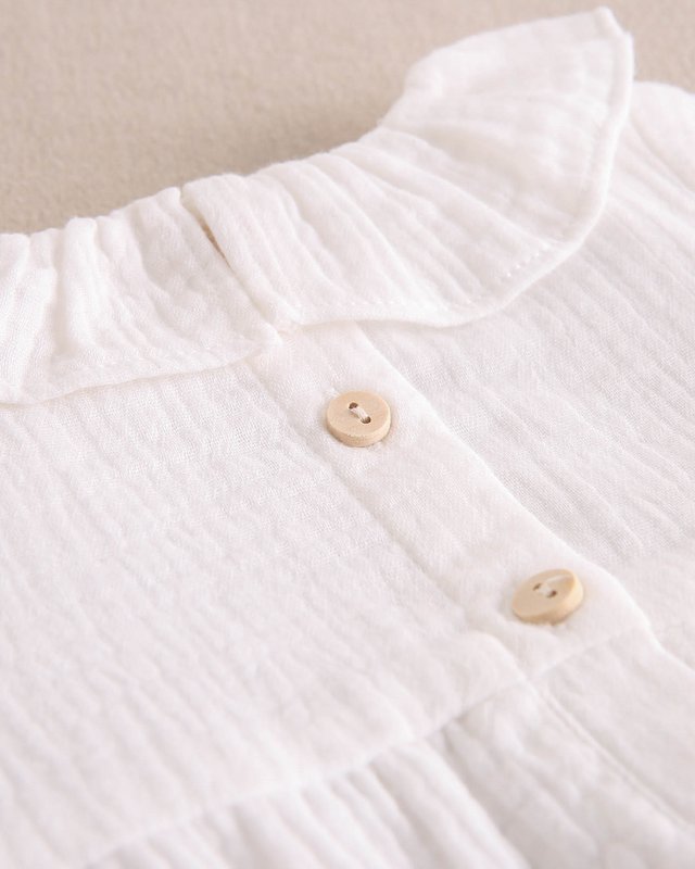 White Baby Boys 'White Chiffon Baby Romper med ruffle krave M92-21510134