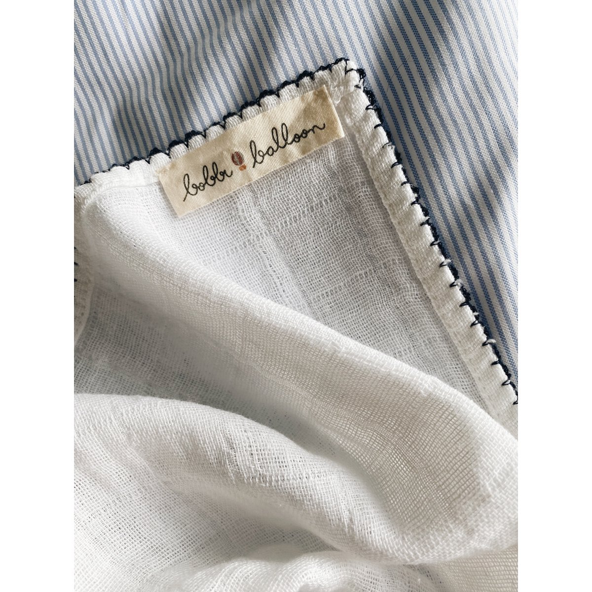 Mussola con bordino all'uncinetto - blu navy