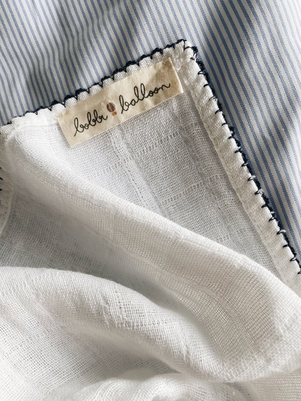 Mussola con bordino all'uncinetto - blu navy