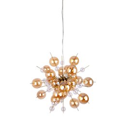 Pendelleuchte "EXPLOSION" amber aus Metall und Glas, G9 Fassungen, Hängelampe für Esszimmer, Wohnzimmer, Diele oder Büro, Hängelampe Øca. 65 cm
