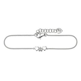 This rhodium-plated 925 sterling silver bracelet features a delicate chain with a zirconia-embellished charm. The bracelet has a classic and elegant design suitable for everyday wear.