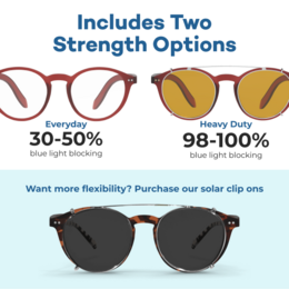 Lennon Blue Light Glasses - Everyday Lens met Heavy Duty Clip-on (rood montuur)