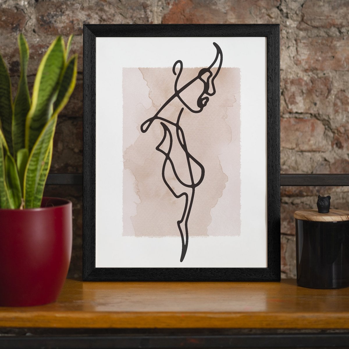 Femmina lato studio linea arte acquerello stampa