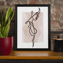 Impresión de acuarela de arte de línea de estudio de lado femenino