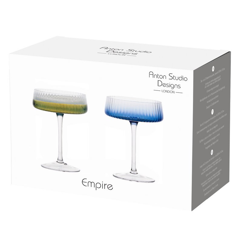 Set of 2 Empire Blue Champagne Coupe Glasses