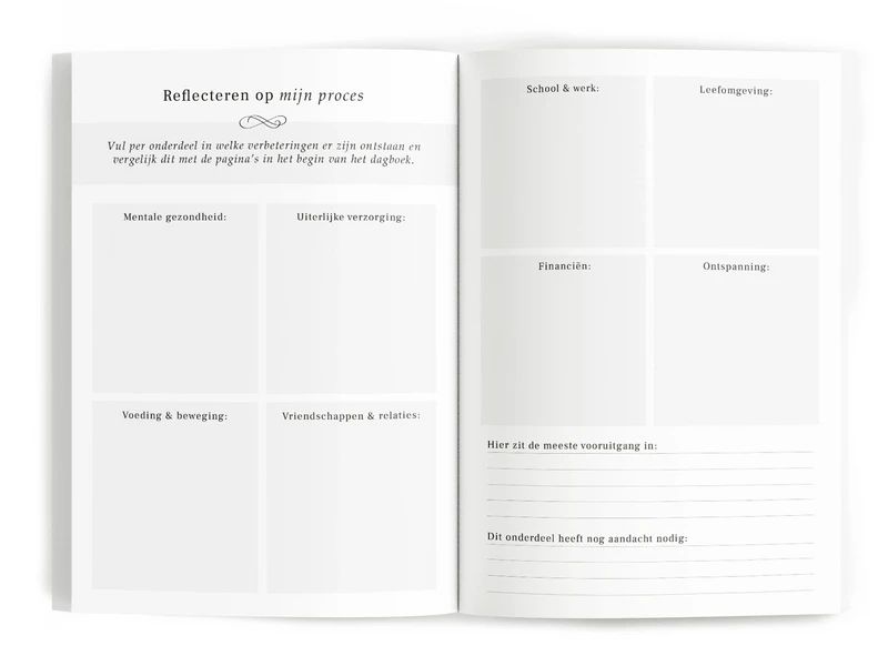 Fyllbooks Tagebuch für Selbstpflege – Leinenrosa mit Goldfolie