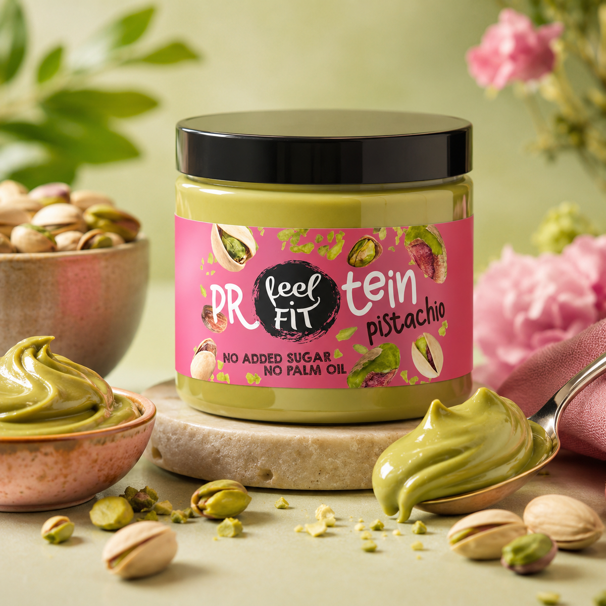 Feel FIT Protein Pistazienaufstrich, Proteincreme 24 %, ohne Zuckerzusatz, ohne Palmöl 200 g
