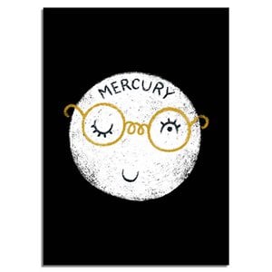 Kids room poster Mercury - Planets series - Black white yellow