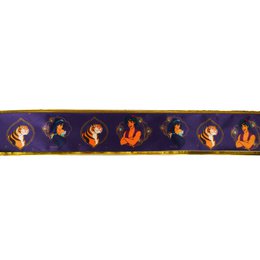 Decorative ornament with a repeating pattern of colorful cartoon-style fish against a dark blue background.