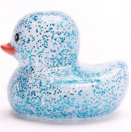 Mini Badeente Glitzer - blau - Gummiente