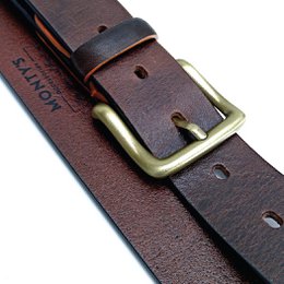 Mens tanned leather belt. orange detail. Antique gold buckle 'Cool as you-Orange'