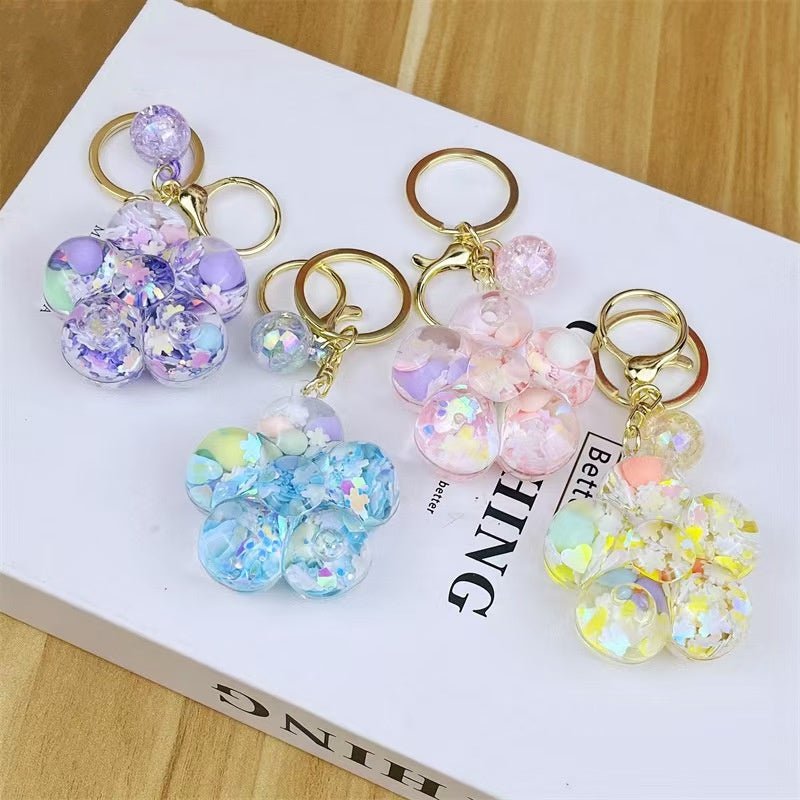 Flower-liquid sparkling keychain