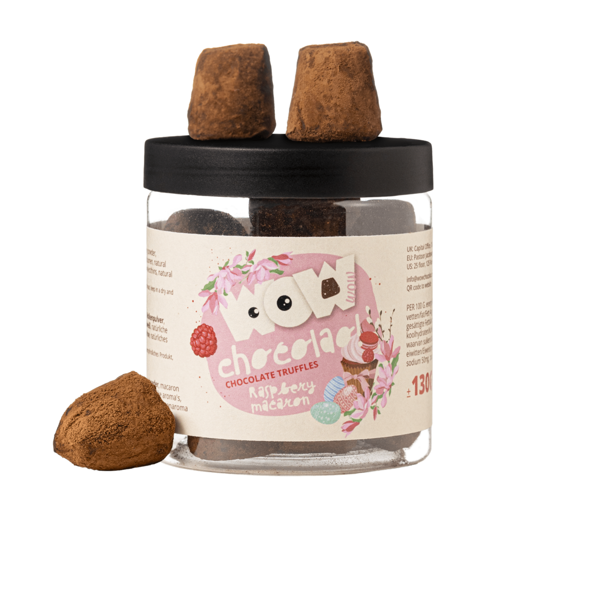 Raspberry Macaron Chocolate Truffles - barattolo di regali di Pasqua 130G