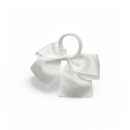 Children's hair bow with elastic band - Grosgrain ribbon - 11 x 9 cm - White