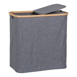 Noto Laundry Basket - Dark Grey, Bamboo/Textile, 54x33x54 cm