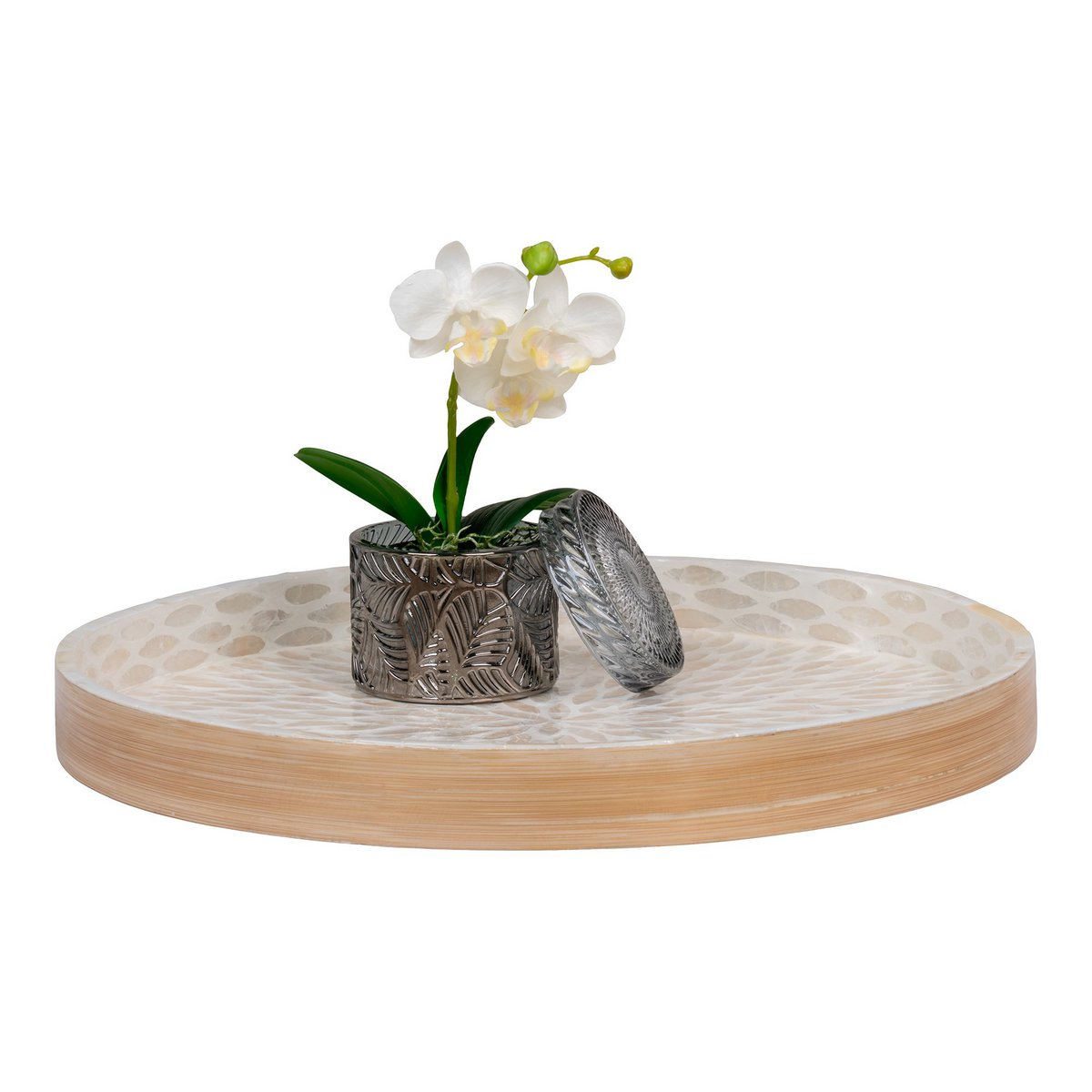 Bakke - Bakke, bambus/capiz, beige, 40x40x3,5 cm