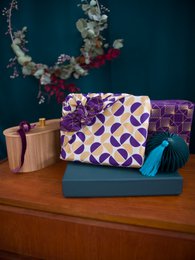 8 stykker bundt furoshiki - blomme diamanter og guldmåner