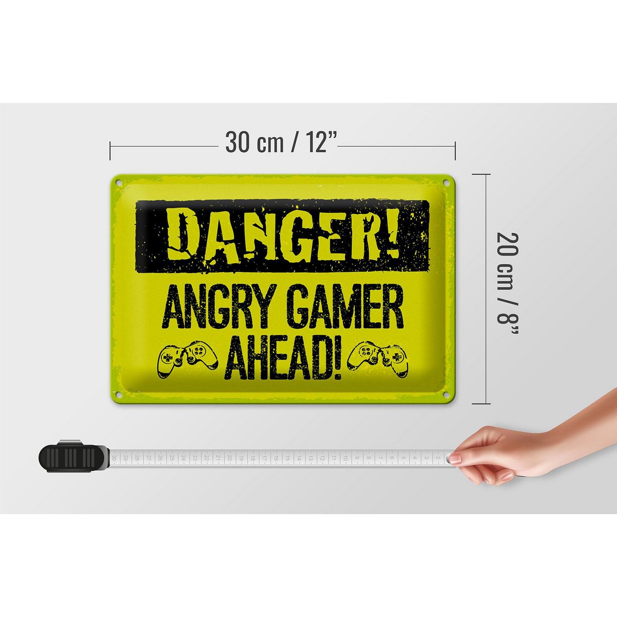 Panneau en étain disant 20x30 cm Danger Angry Gamer Ahead panneau décoratif