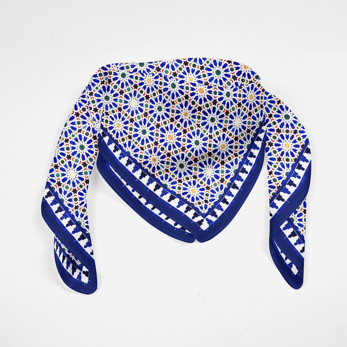 Foulard Carré Bleu Zellige v2