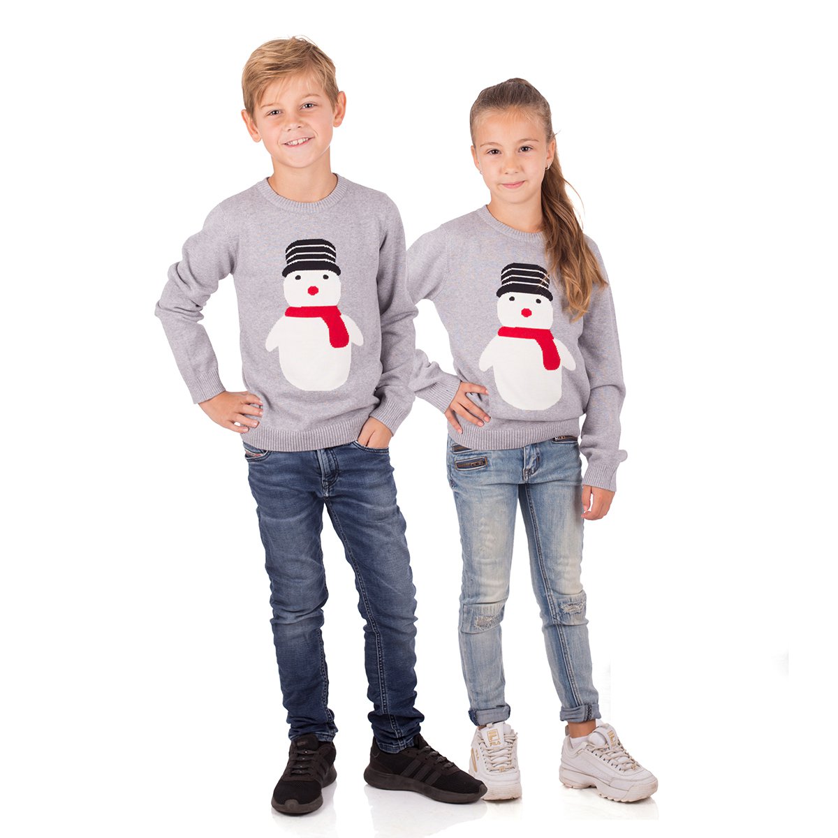 Christmas Sweater Kids - Snowman Grey