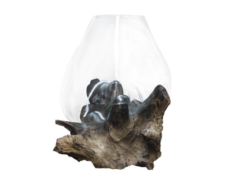 Naturwurzelholz mit Glasvase, Ø 40-45cm