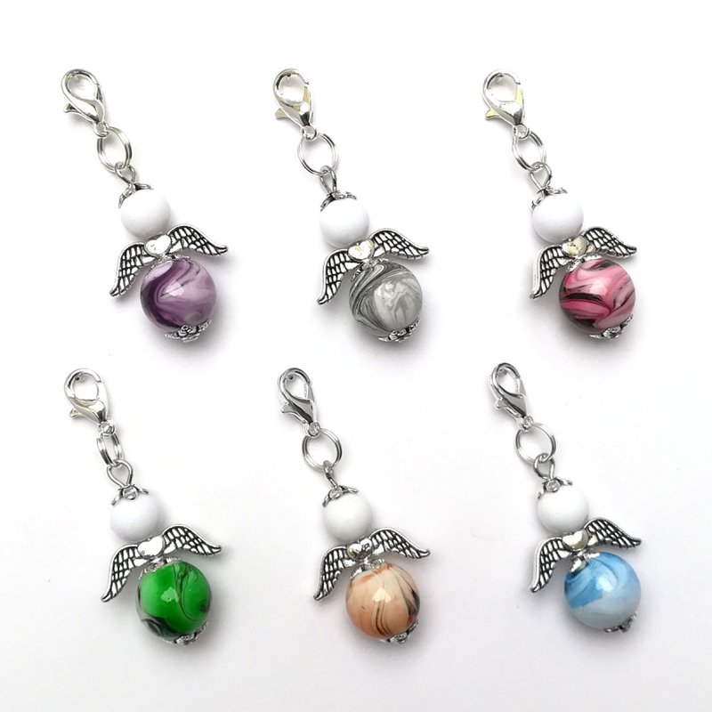 Guardian angel "Theo" keychain, 6-series set, silver-colored