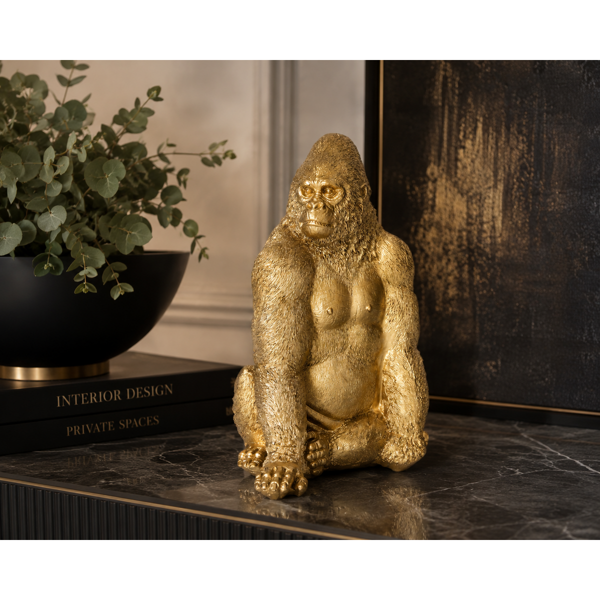 Decorative golden resin gorilla H23x16x13