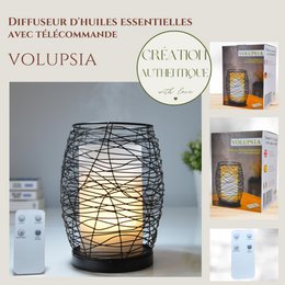 Ultrasonic Diffuser – Volupsia – in Glass and Metal with Remote Control – Simple to Use – Sober Design – Candlelight Lighting