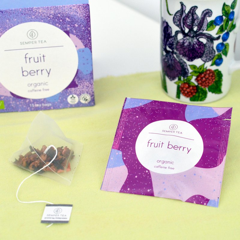 FRUIT BERRY biologische thee I Theepiramide in zakje GEEN PLASTIC