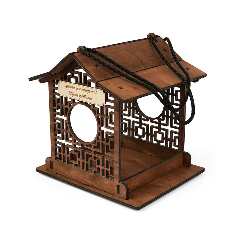 Mangeoire à oiseaux en bois pour petits oiseaux, décoration extérieure fonctionnelle pour jardins et patios