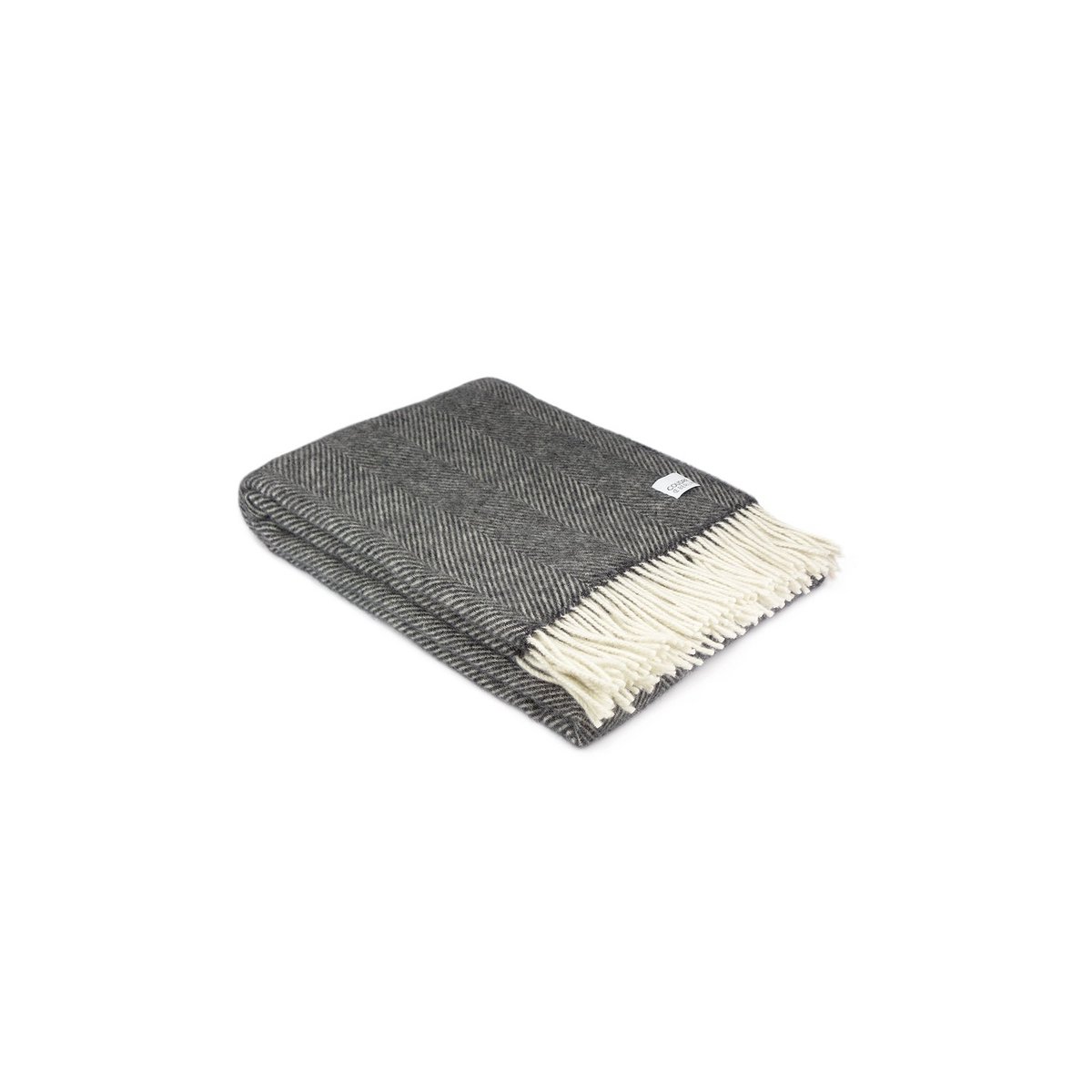 Wool blanket / cuddly blanket herringbone anthracite