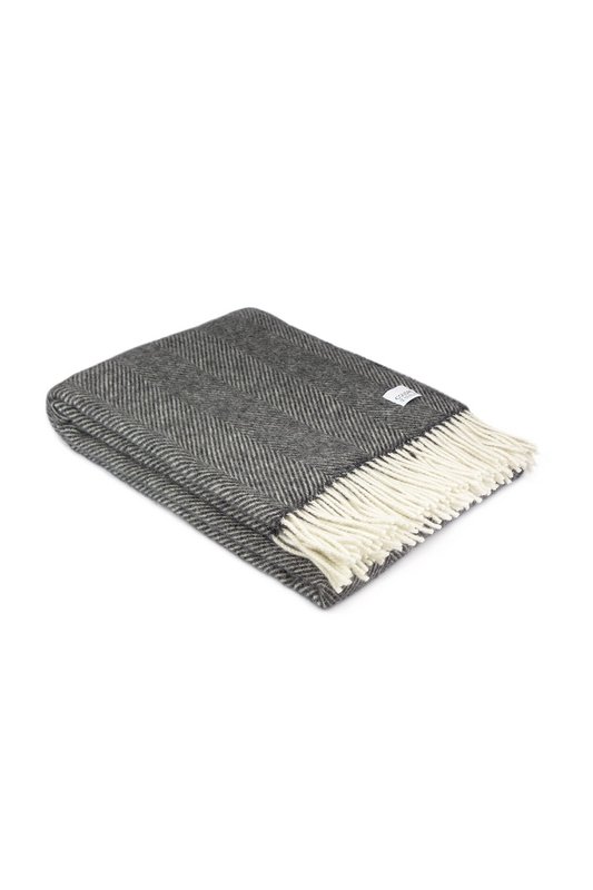 Wool blanket / cuddly blanket herringbone anthracite