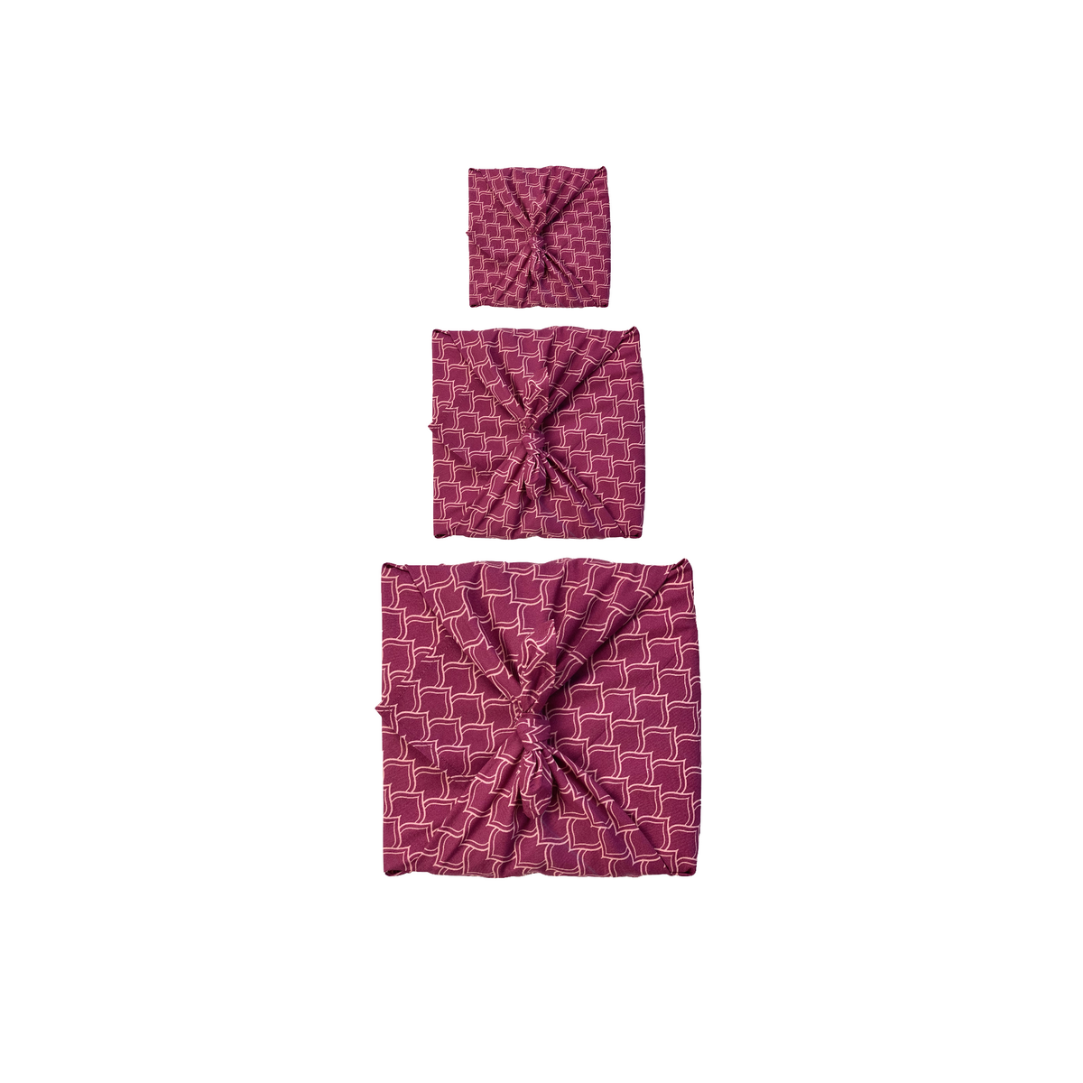 Furoshiki 3-formaatbundel - enkelzijdig - bordeauxrode bogen - FabRap