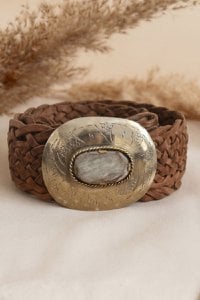 Brown leather belt width