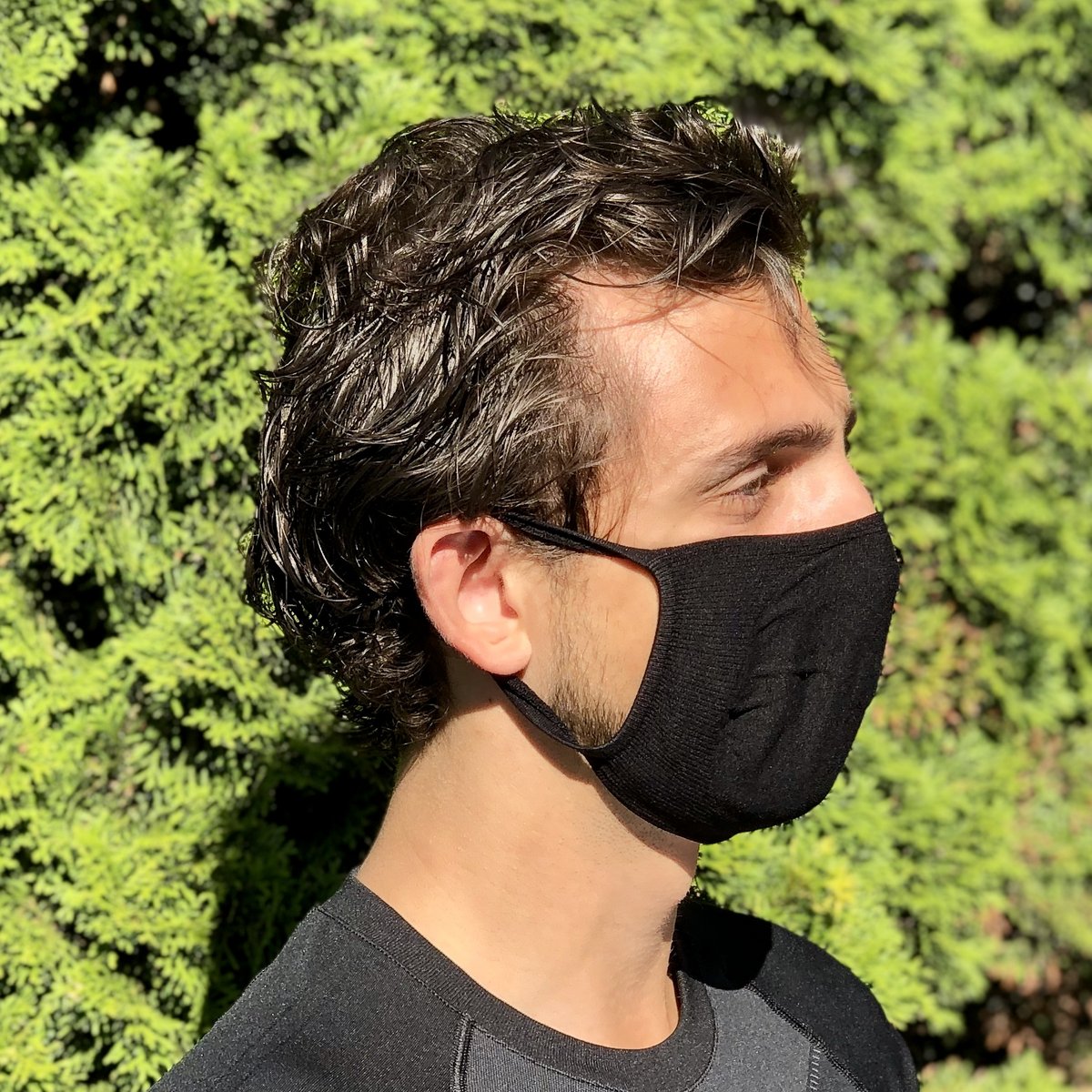 Sports mouth cap washable 2-layer Black