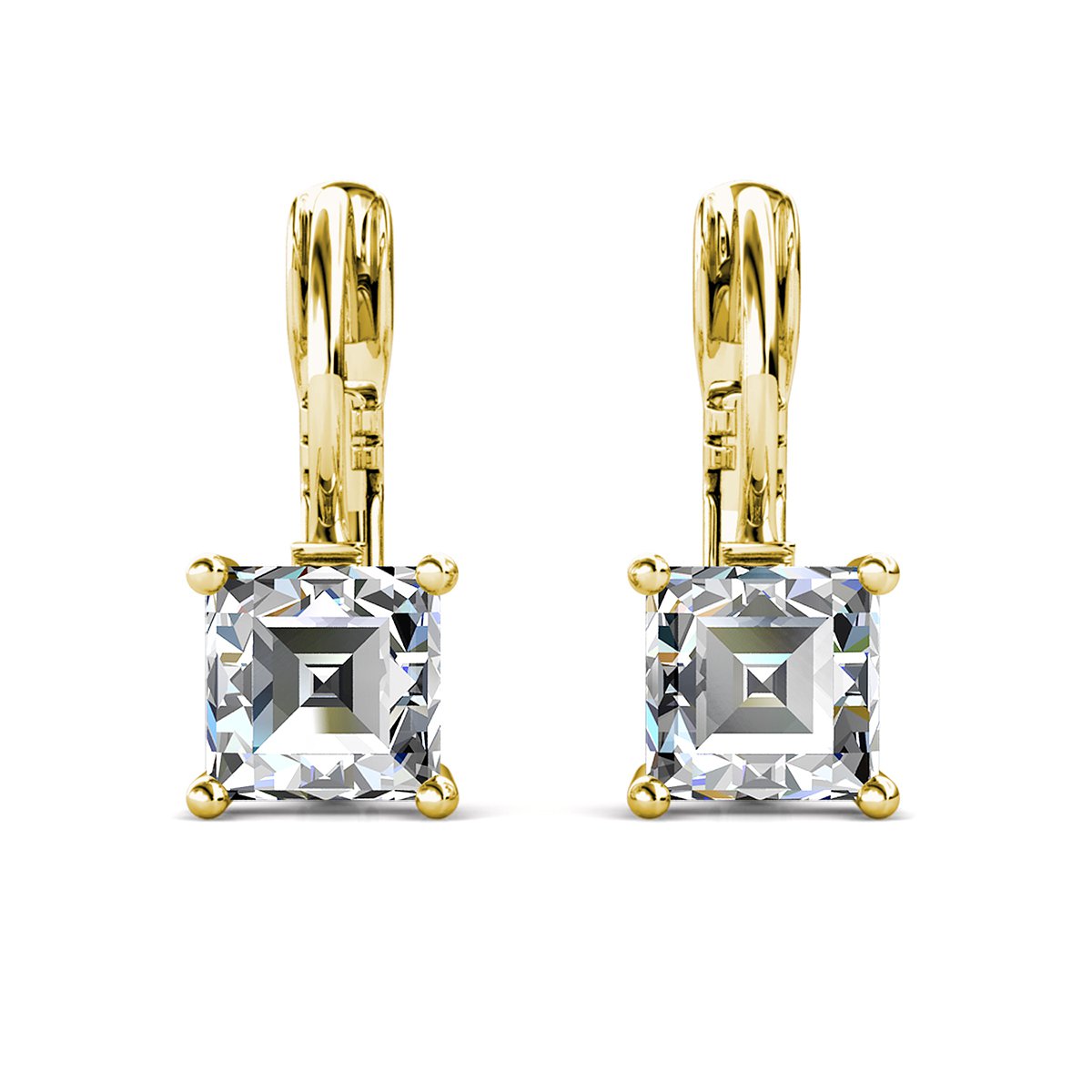 Quadratische Ohrringe – Gold und Kristall