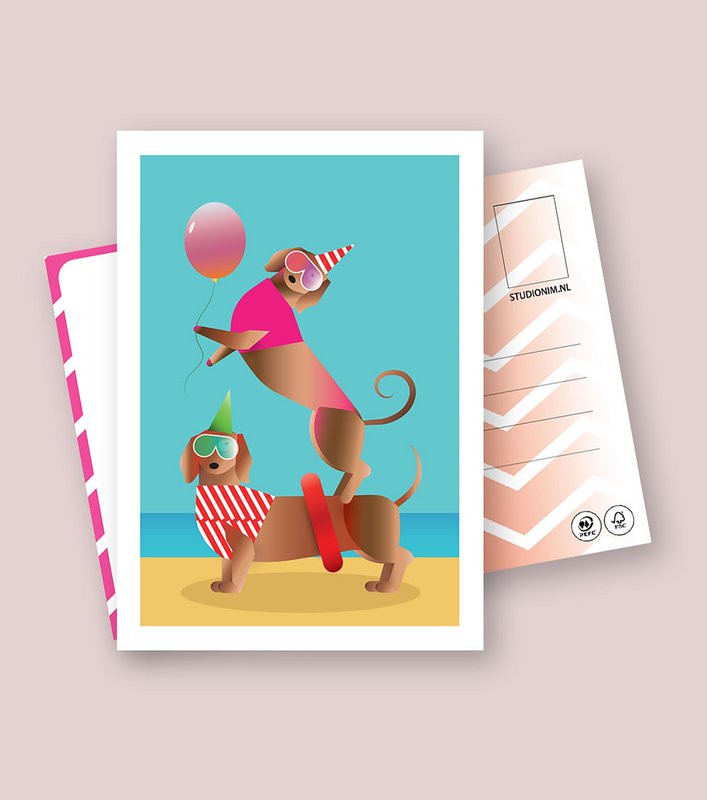 PARTY TECKELS | FSC® postcards | Dutch Design