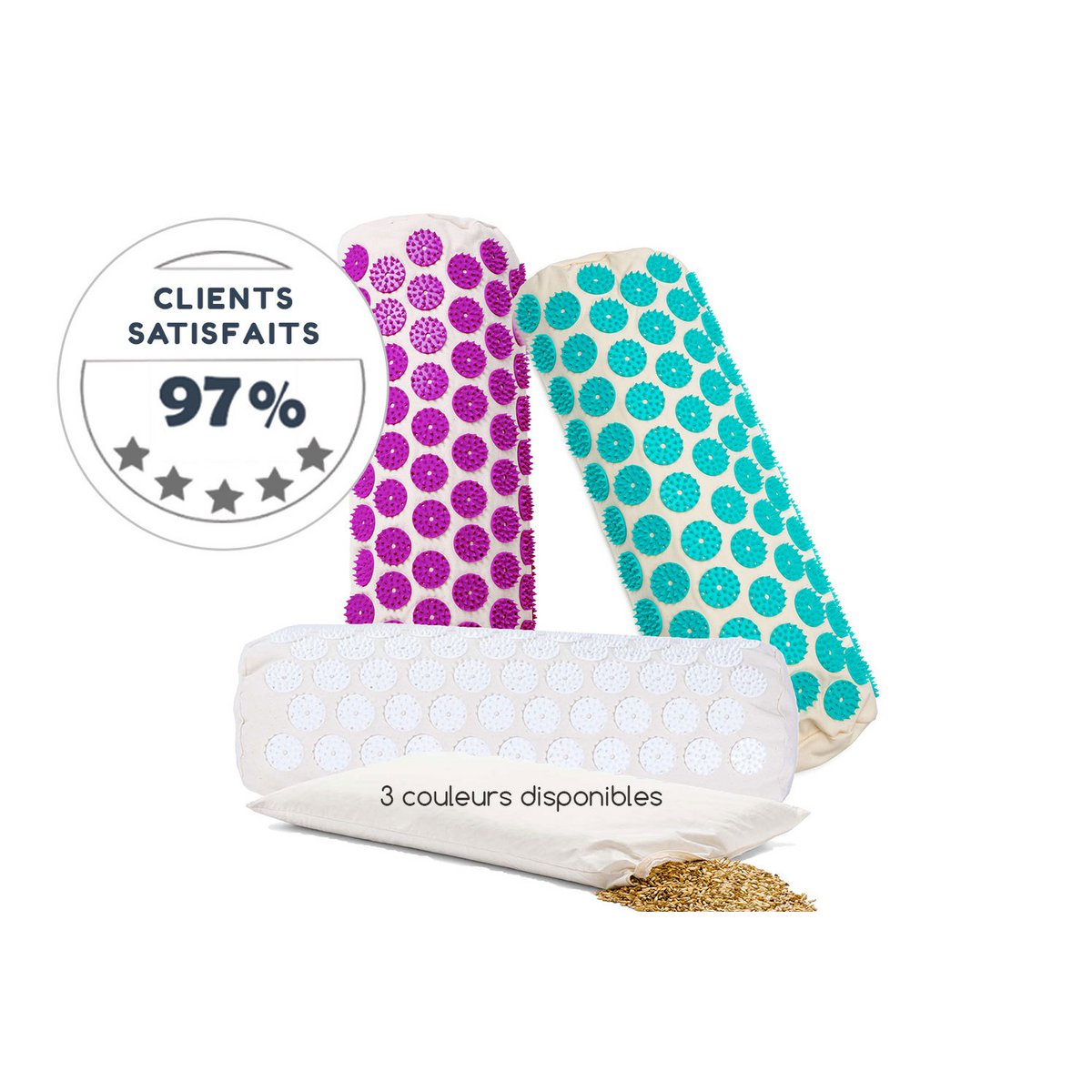 Coussin d'acupression et de thermothérapie, textiles et garnissages 100% bio Climsom Zen