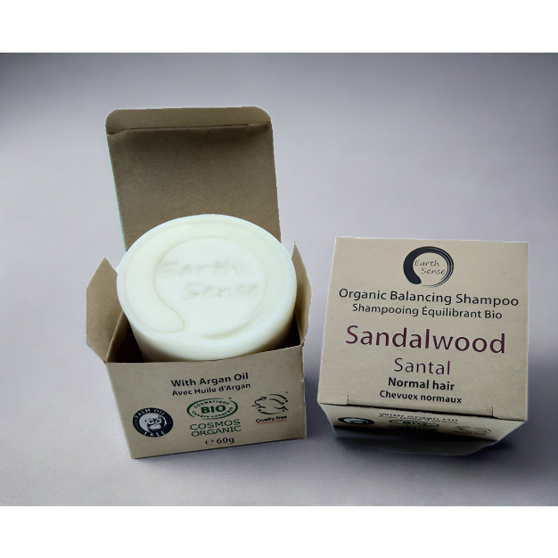 Organisk certificeret afbalancering af solid shampoo - Sandeltræ - Normal & alle hårtyper 60G