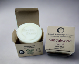 Balancage certifié biologique Shampooing solide - bois de santal - Types de cheveux normaux et de tous les cheveux 60G
