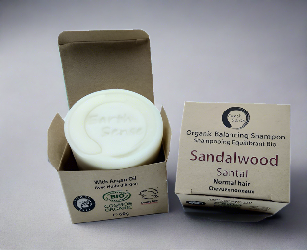 Balancage certifié biologique Shampooing solide - bois de santal - Types de cheveux normaux et de tous les cheveux 60G