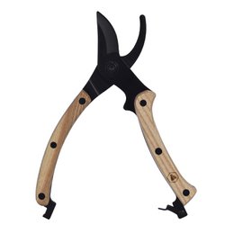 LAGUIOLE, Black and Wood Secateurs, Lightweight, Fresh Branches and Twigs, Ergonomic, Gardening, Stainless Steel Blade, Natural Ash Wood Handle, Black