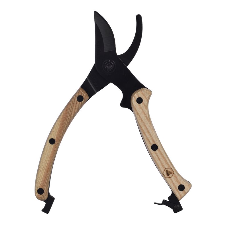 LAGUIOLE, Black and Wood Secateurs, Lightweight, Fresh Branches and Twigs, Ergonomic, Gardening, Stainless Steel Blade, Natural Ash Wood Handle, Black