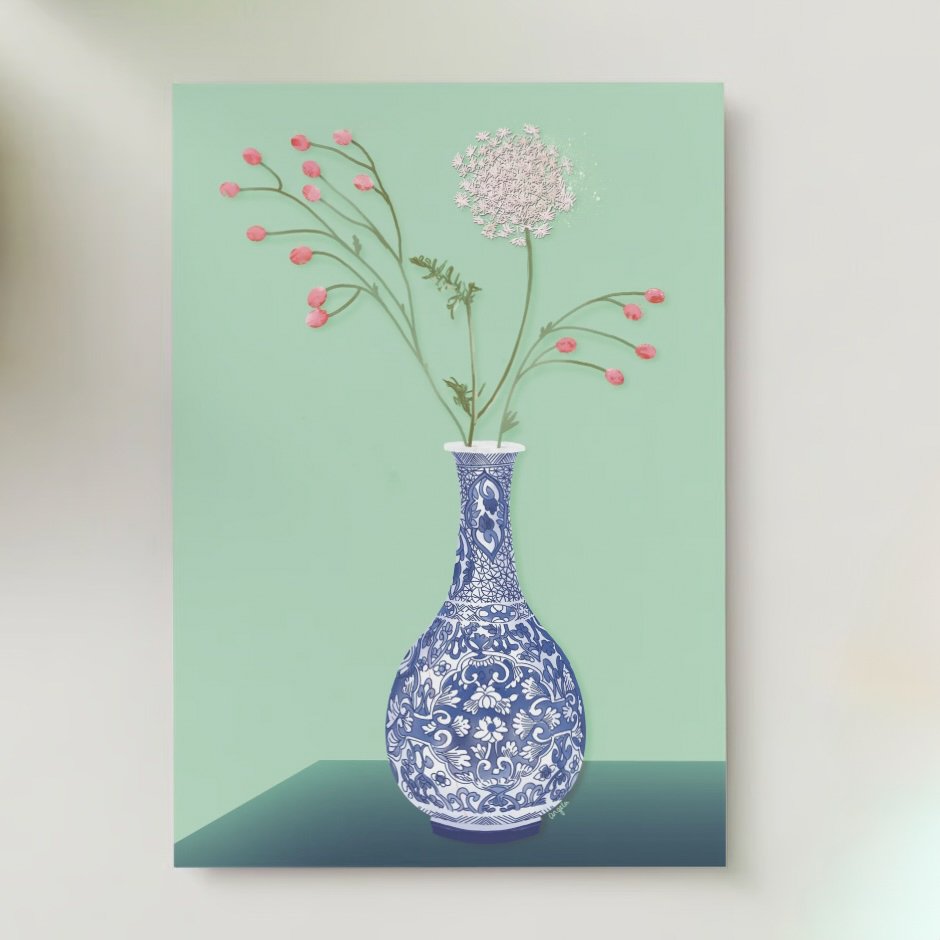 colorful floral greeting cards set -12 pieces - Blank