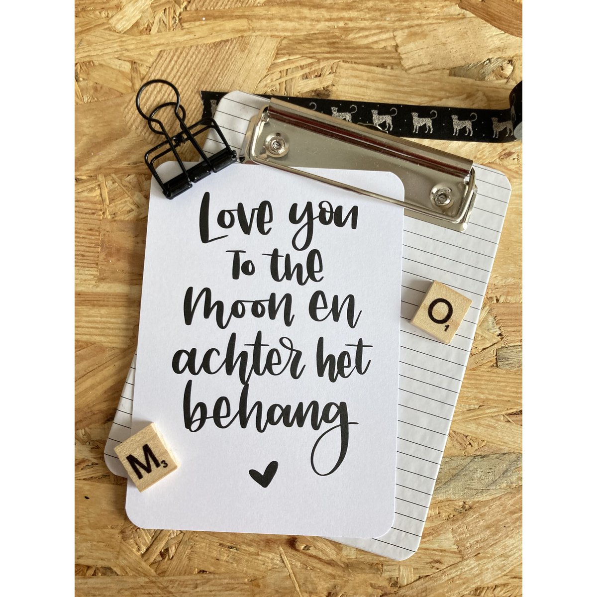 Card Love you to the moon and behind the wallpaper