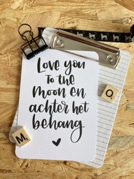 Kort Elsker dig til månen og bag tapetet